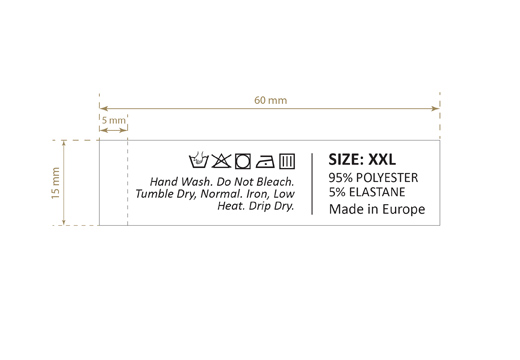 Tekstilne etikete za održavanje odjeće Model TC-M402